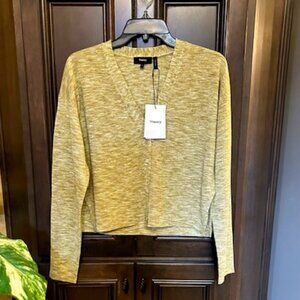 Theory Hanalee Space Harbor Dyed Linen Blend Long Sleeves V-Neck Cardigan